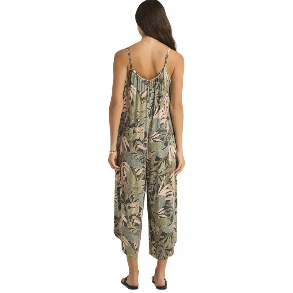 Z Supply Flared Cusco Jumpsuit in Grape Leaf Print Size 2XL NWT
